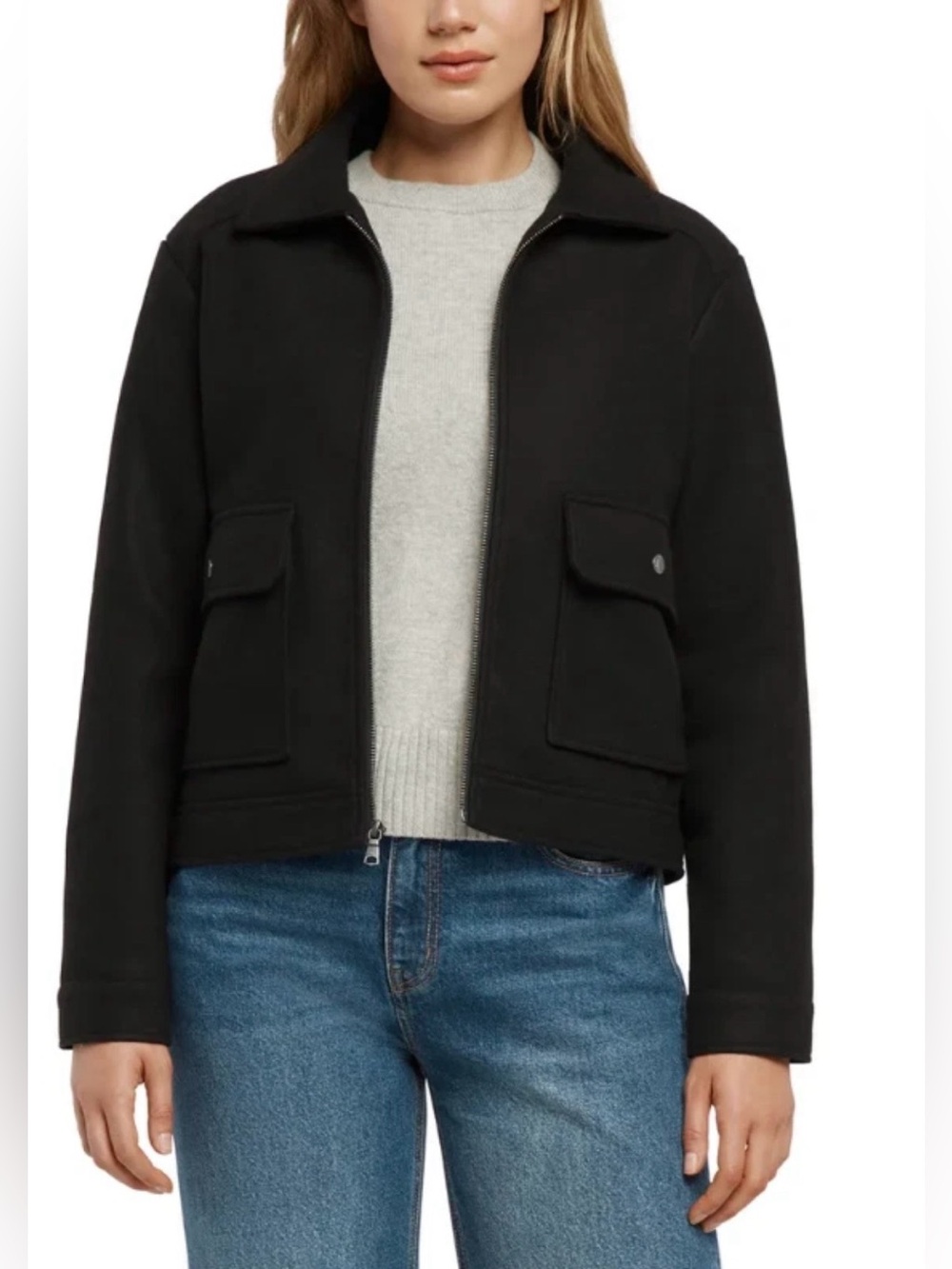 Banana Republic Black Zip Front Utility Jacket Coat Size Medium